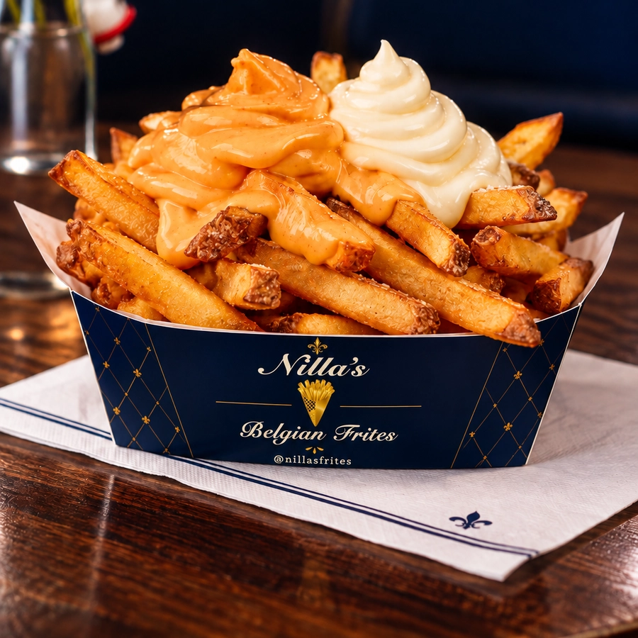 Nillas Belgian frites tray with chipotle mayo and garlic aioli